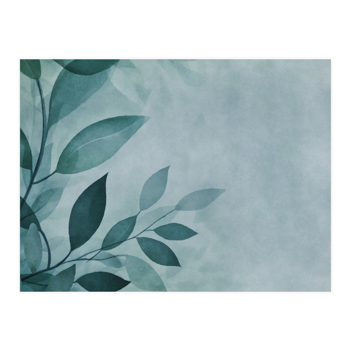 Gentle Leaf Whispers Teal (Print Only)