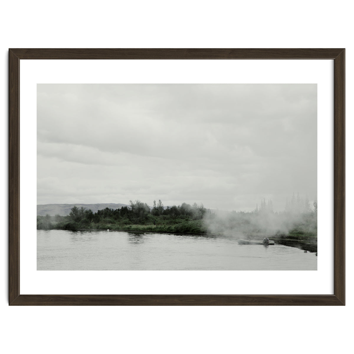 A boy on the boat in the geothermal lake - Iceland