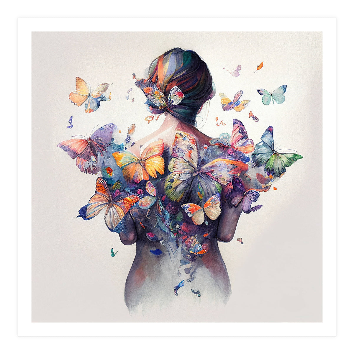 Watercolor Butterfly Embrace (Print Only)