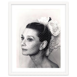Audrey Hepburn with Veil, Classic Hollywood Glamour Photography, Black and White Icon Portrait thumbnail