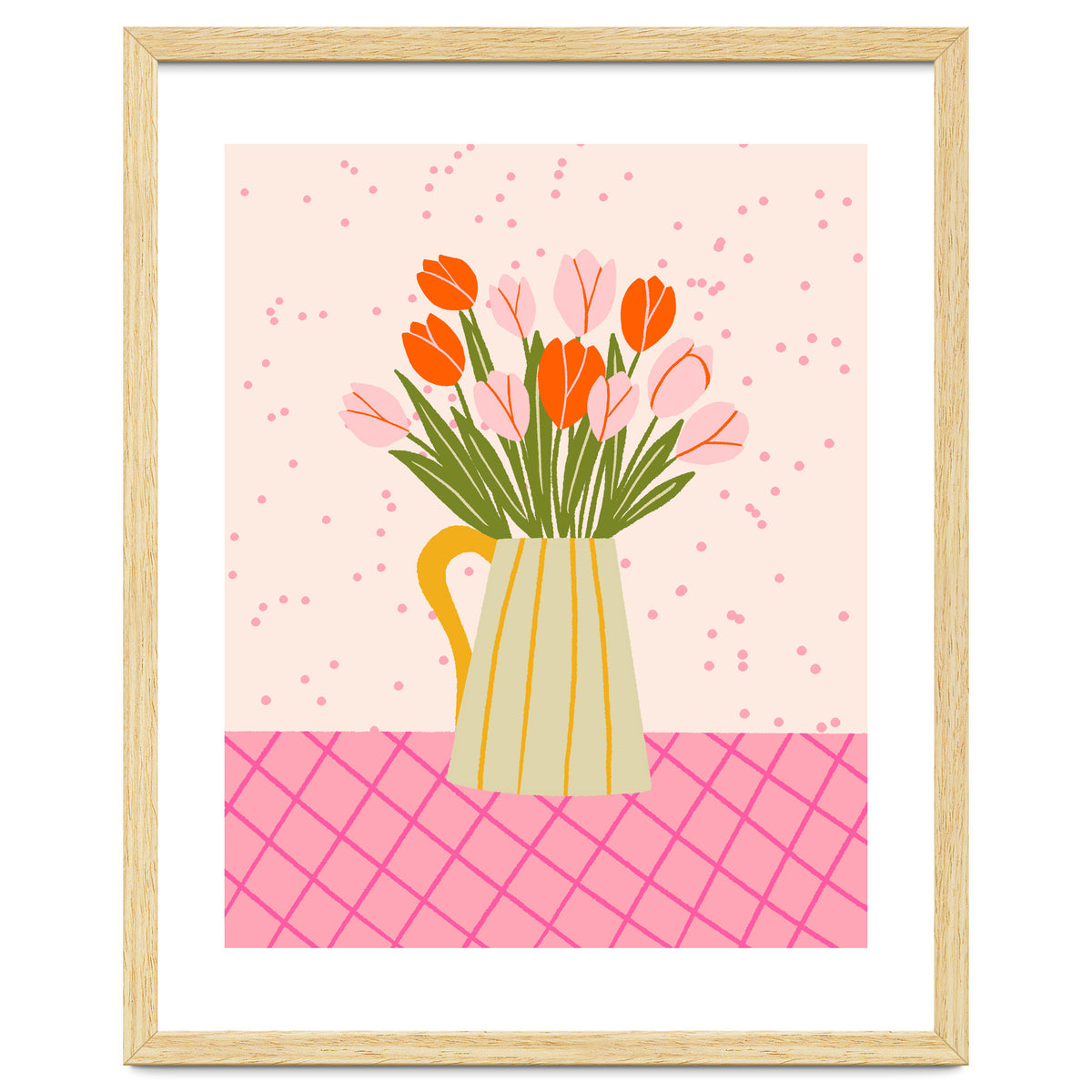 Tulips in a vase - pink and orange