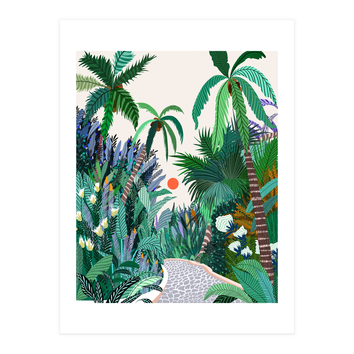 The Urban Jungle Route, Botanical Tropical Nature Plants, Forest Bohemian Eclectic Trees, Exotic Garden Palm Travel Boho (Print Only)
