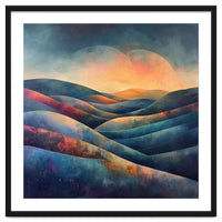 Abstract Ethereal Rolling Hills at Sunset