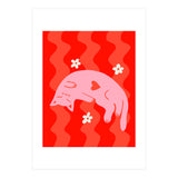 Pink Cat Wavy Background (Print Only) thumbnail