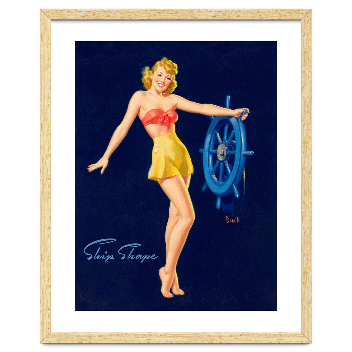 Pinup Girl Is Posing With A Steering Wheel