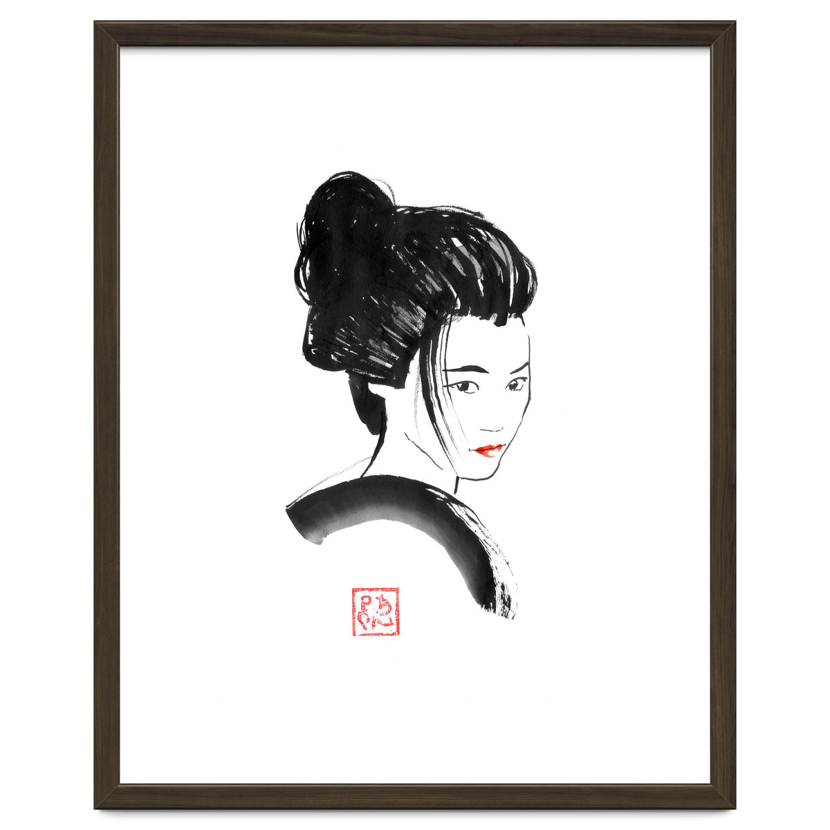Geisha Face Red Lips