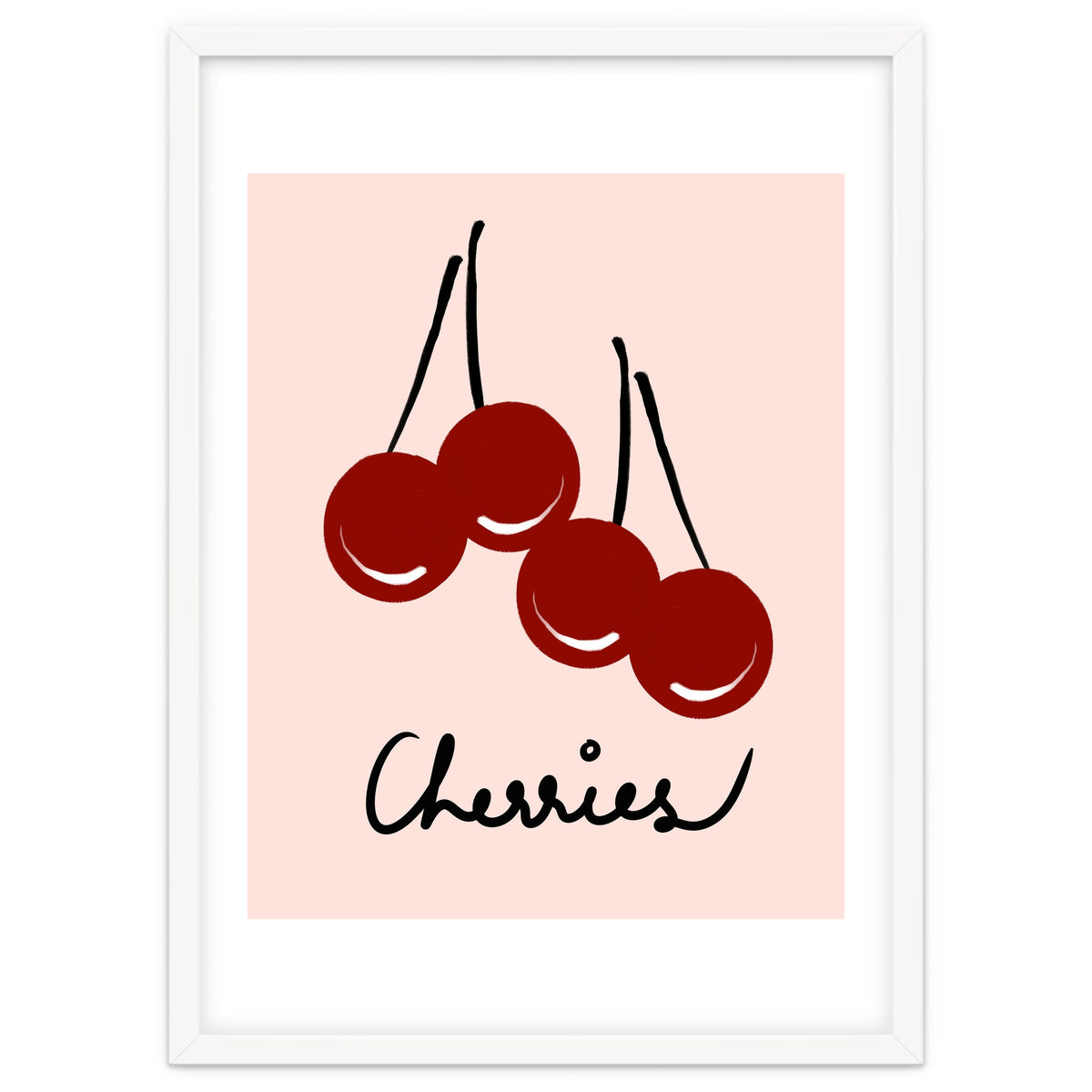 Cherries modern simple minimalistic red cute Fruit wall art