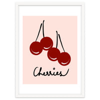 Cherries modern simple minimalistic red cute Fruit wall art