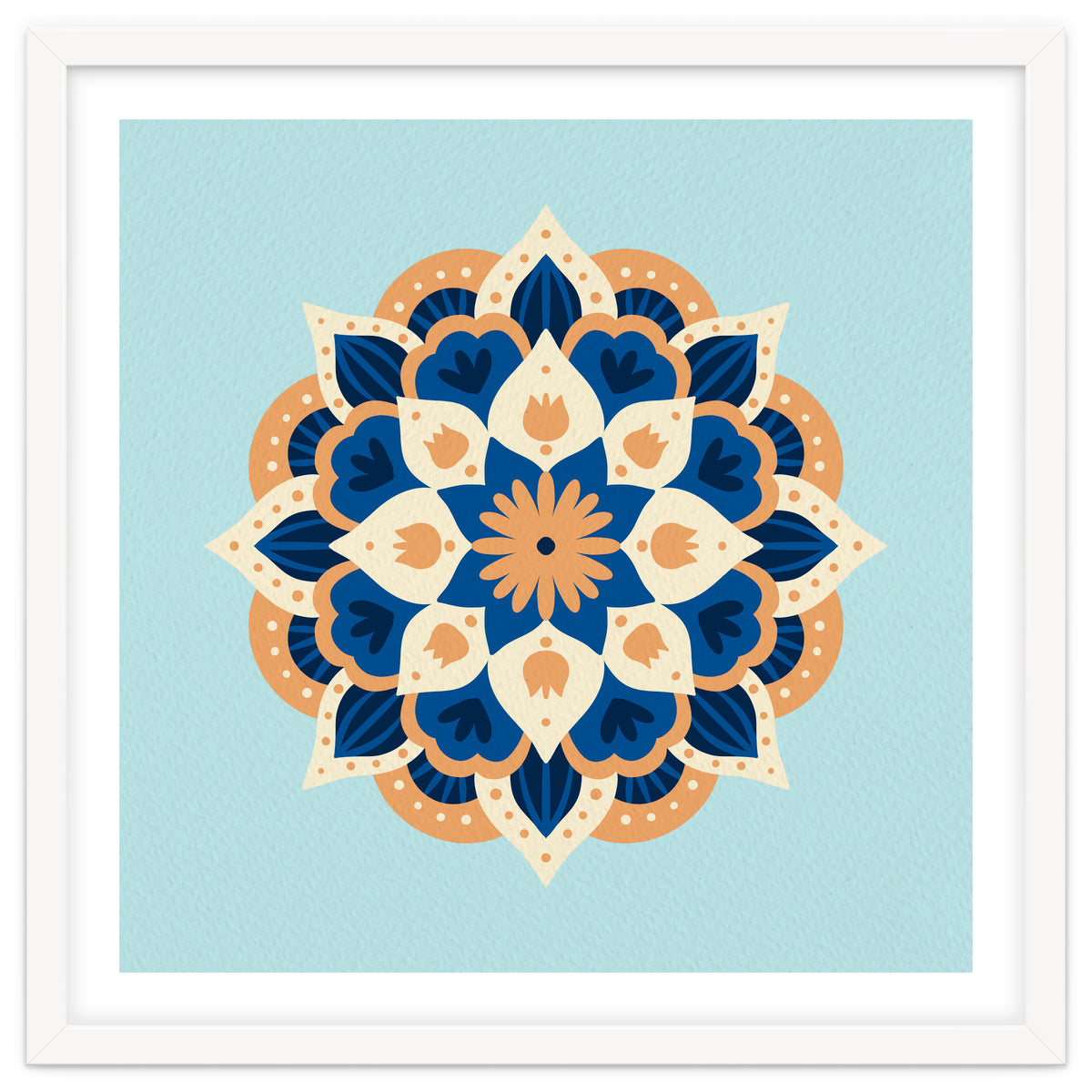 Mandala flower - orange and blue