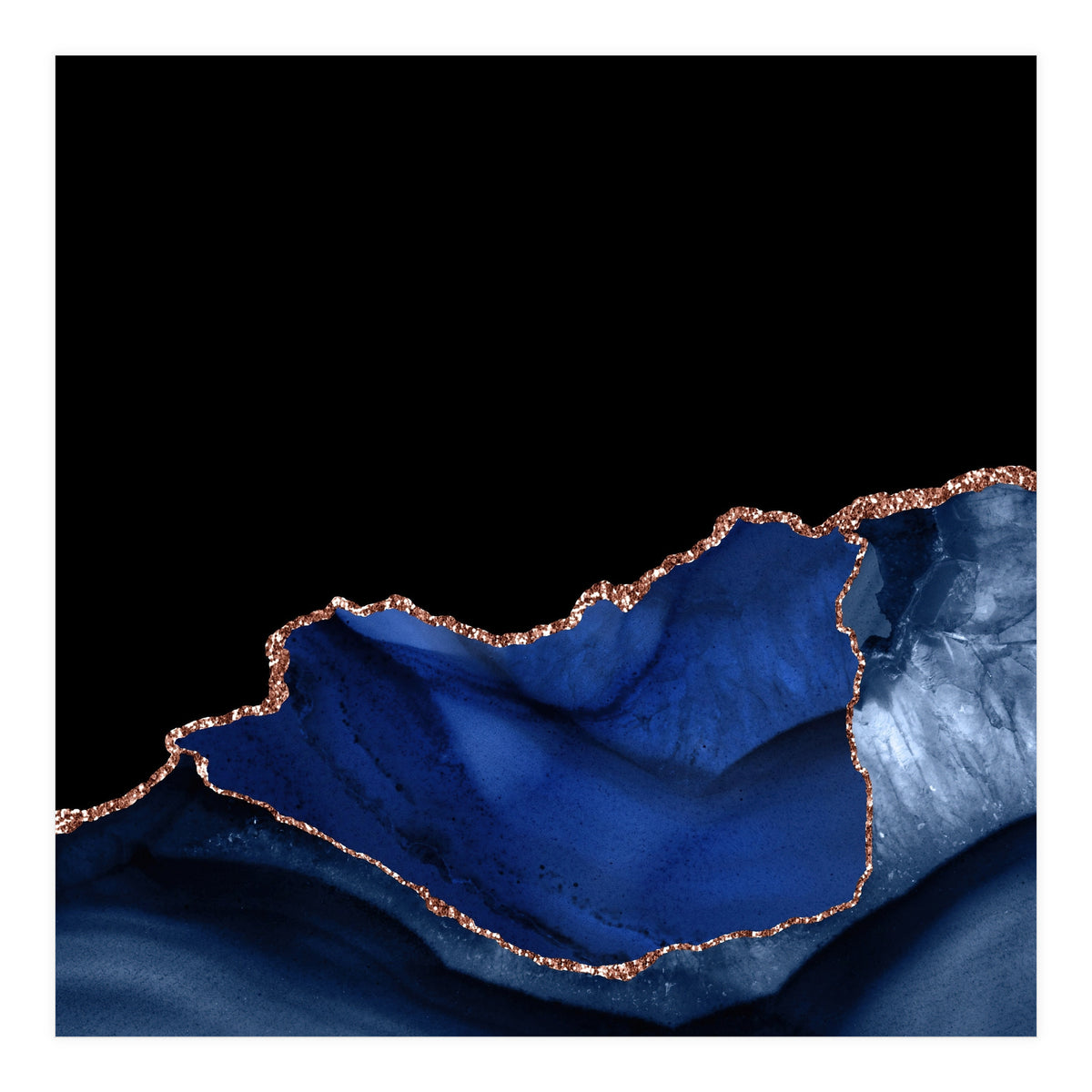 Navy & Rose Gold Agate Texture 06 (Print Only)