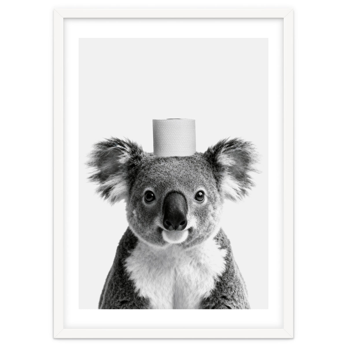 Koala, Toilet Paper Crown, Cute Animal Bathroom Art