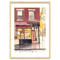 Cozy Bookshop, Autumn Book Shop Street Art, LibraryBook Store