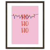 HO HO HO Christmas Lights Art, Pink Holiday Illustration, Modern Festive Quote thumbnail