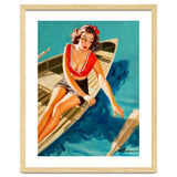 Pinup Sexy Girl In A Boat And A Lost Paddle thumbnail