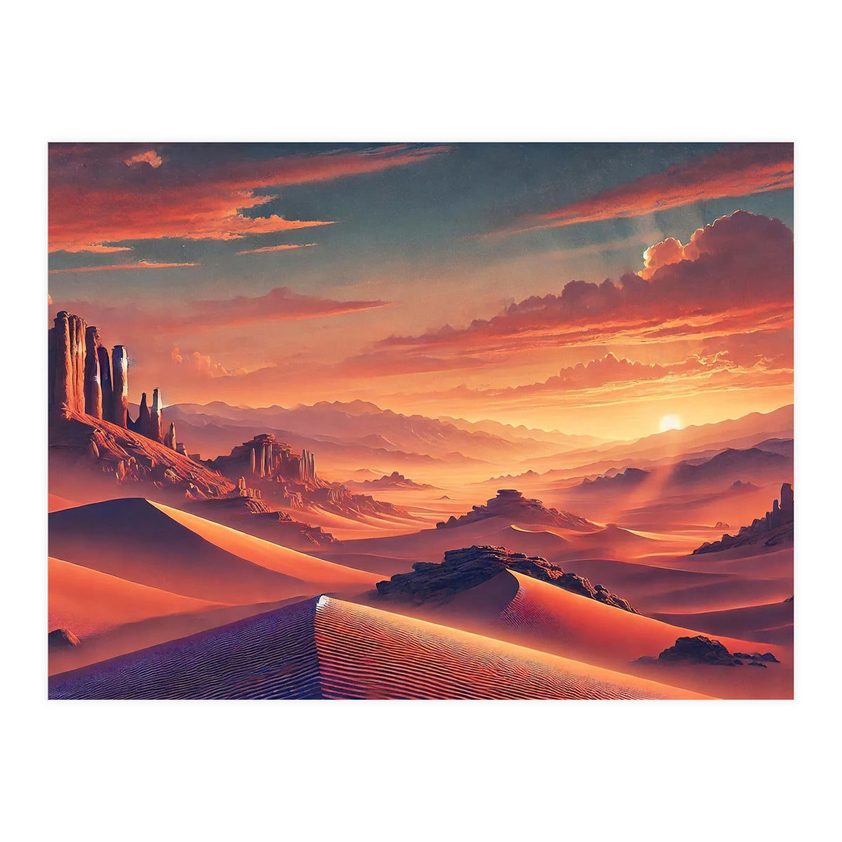 Vintage Chile, Atacama Desert Sunset Poster (Print Only)