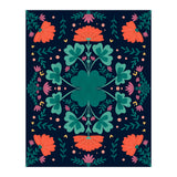 Clovers And Flowers Teal and Orange (Print Only) thumbnail