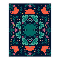 Clovers And Flowers Teal and Orange (Print Only)