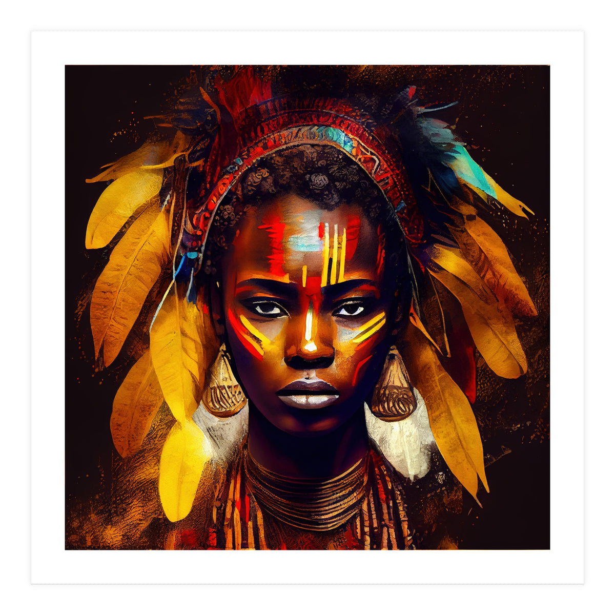 Powerful African Warrior Woman #2 (Print Only)