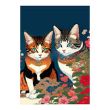 The Perfect Companion, Cute Cats Japanese Pets, Whimsical Animals Cat Vintage Love Friends Together (Print Only) thumbnail