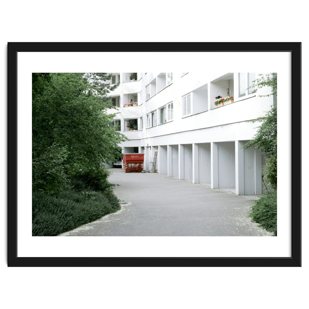 Red container in the residential site