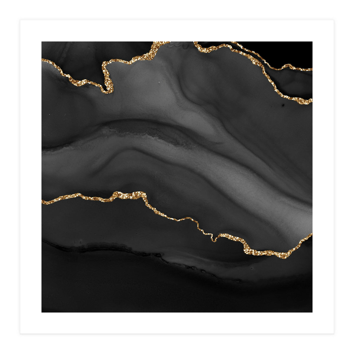 Black & Gold Agate Texture 01  (Print Only)