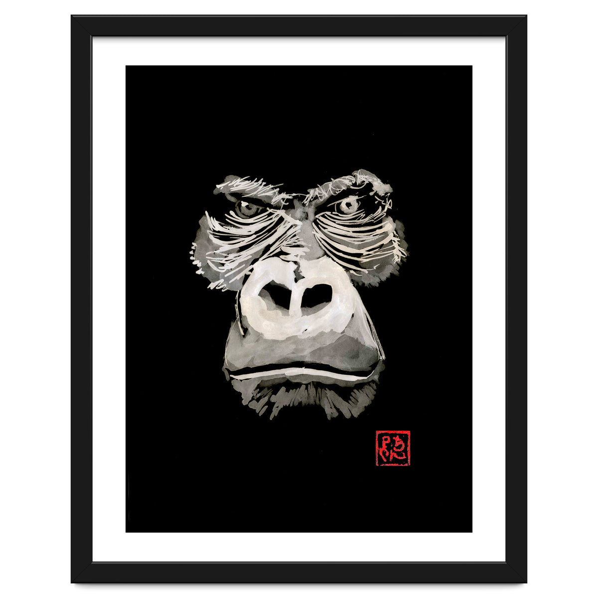 Angry Gorilla White In Black