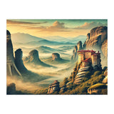 Vintage Greece, Meteora Monasteries Poster (Print Only) thumbnail
