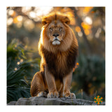 Majestic Lion Sitting On A Rock At Sunset (Print Only) thumbnail