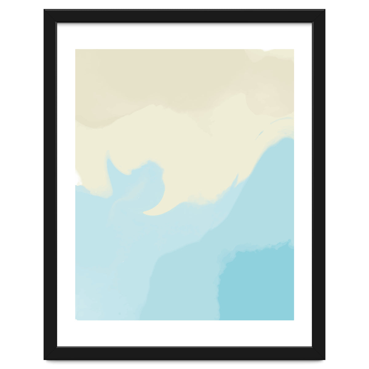 Mellow, Abstract Powder Blue Pastel Pearl Painting, Modern Simple Minimal Waves