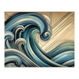 Art Deco Blue Ocean Waves (Print Only) thumbnail