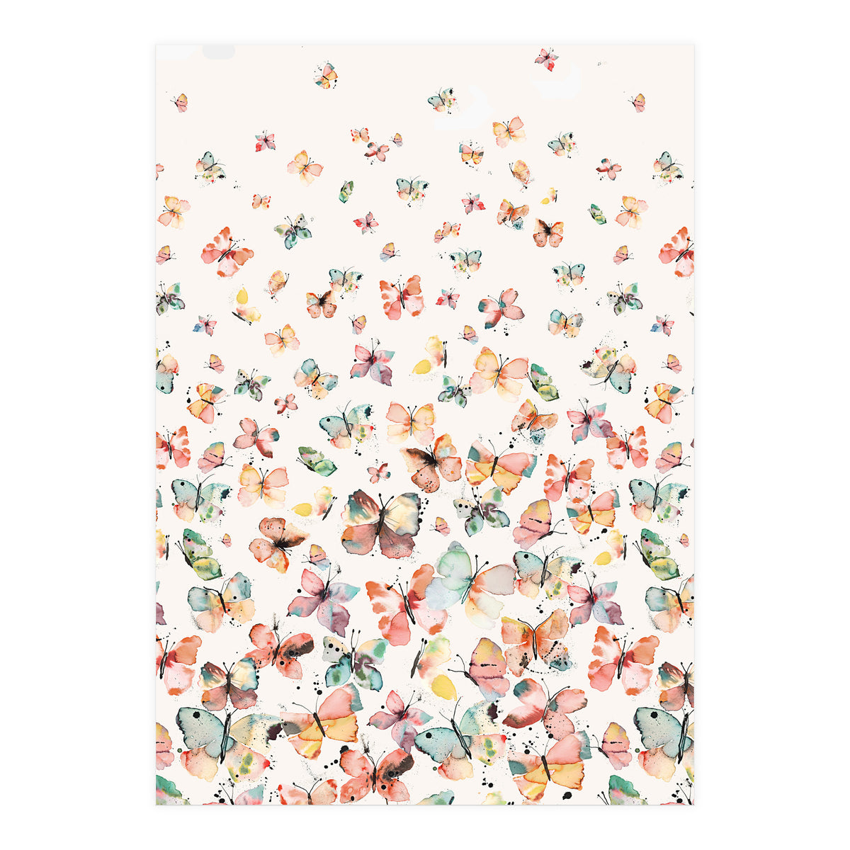 Watercolor Spring Butterflies Apricot (Print Only)