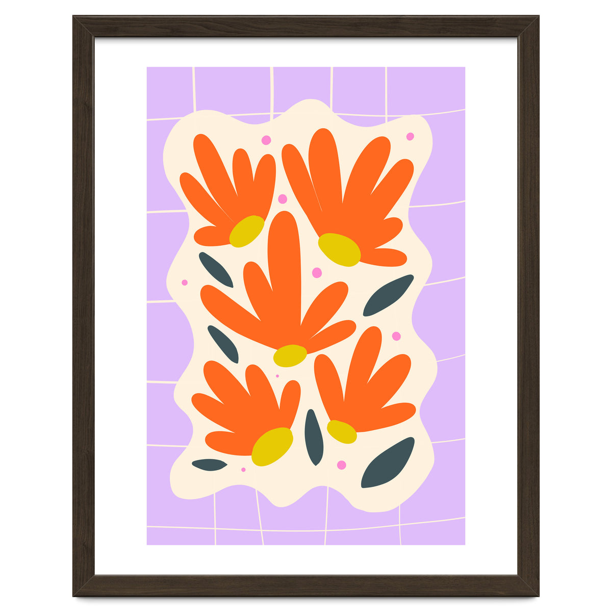 Modern Grid Floral Violet