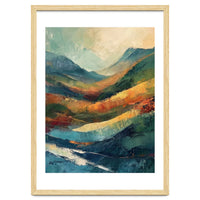 Textured Impasto Mountain Valley Landscape