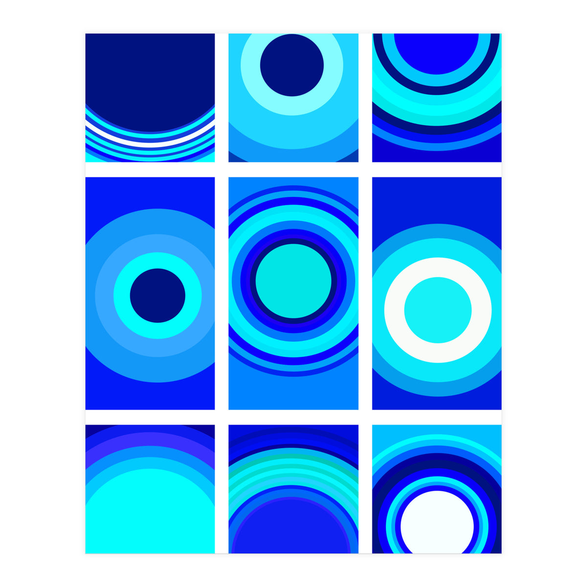 Circles & Rectangles Alt Blue 3 X 3: 1 (Print Only)