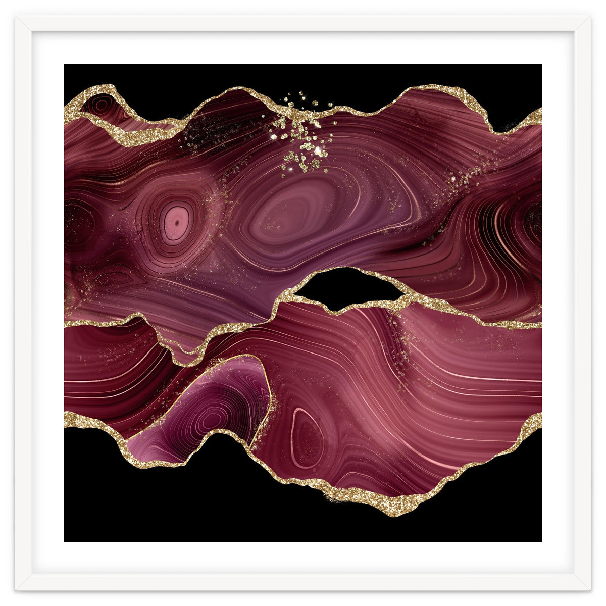 Burgundy & Gold Glitter Agate Texture 03
