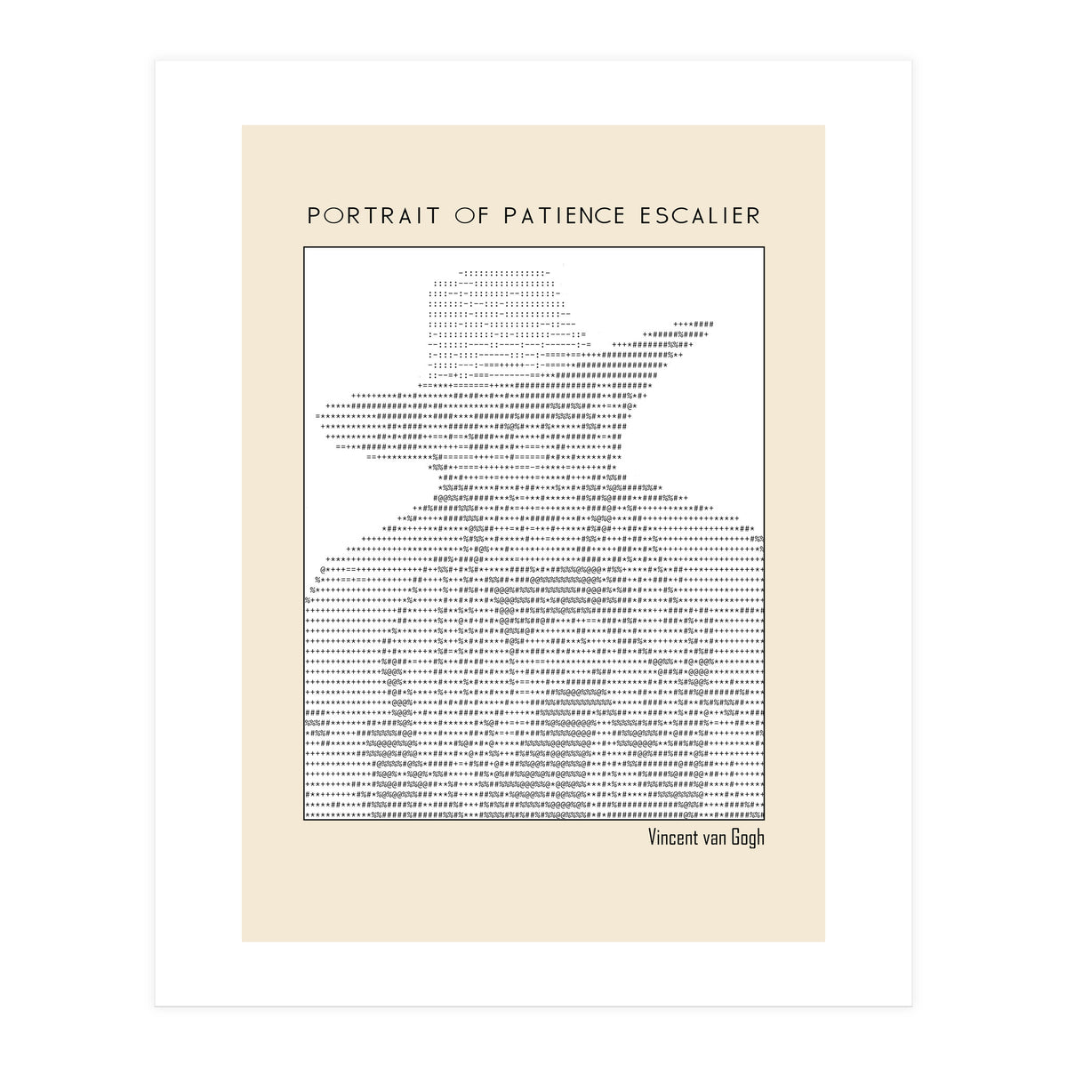 Portrait of Patience Escalier (1888) - Vincent van Gogh(ascii art)  (Print Only)