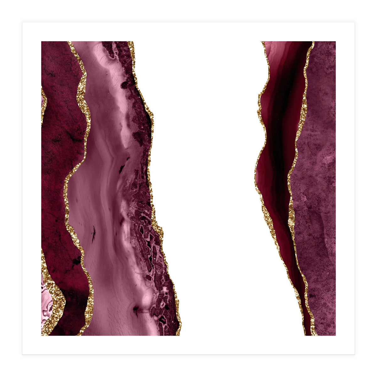 Burgundy & Gold Agate Texture 20 (Print Only)