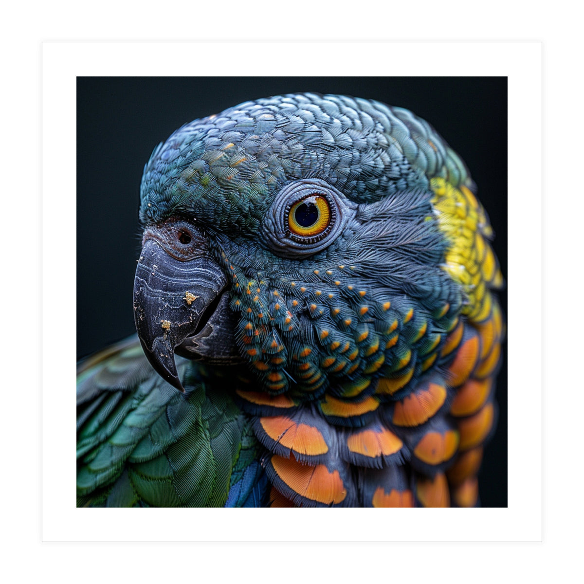 Close Up Portrait Of A Colorful Parrot's Face (Print Only)