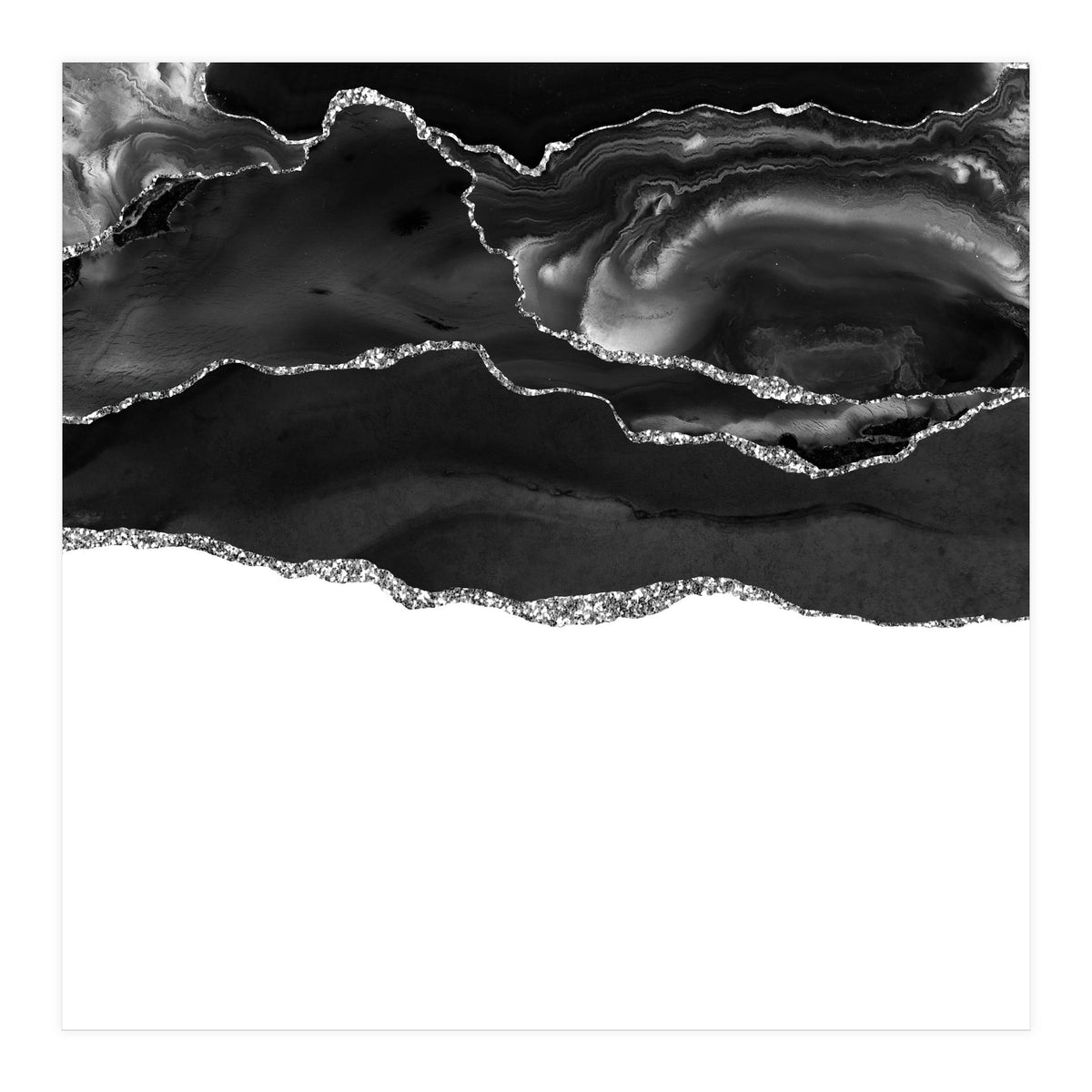 Black & Silver Agate Texture 05 (Print Only)