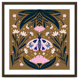 Pink Moth with Flowers on a brown background thumbnail