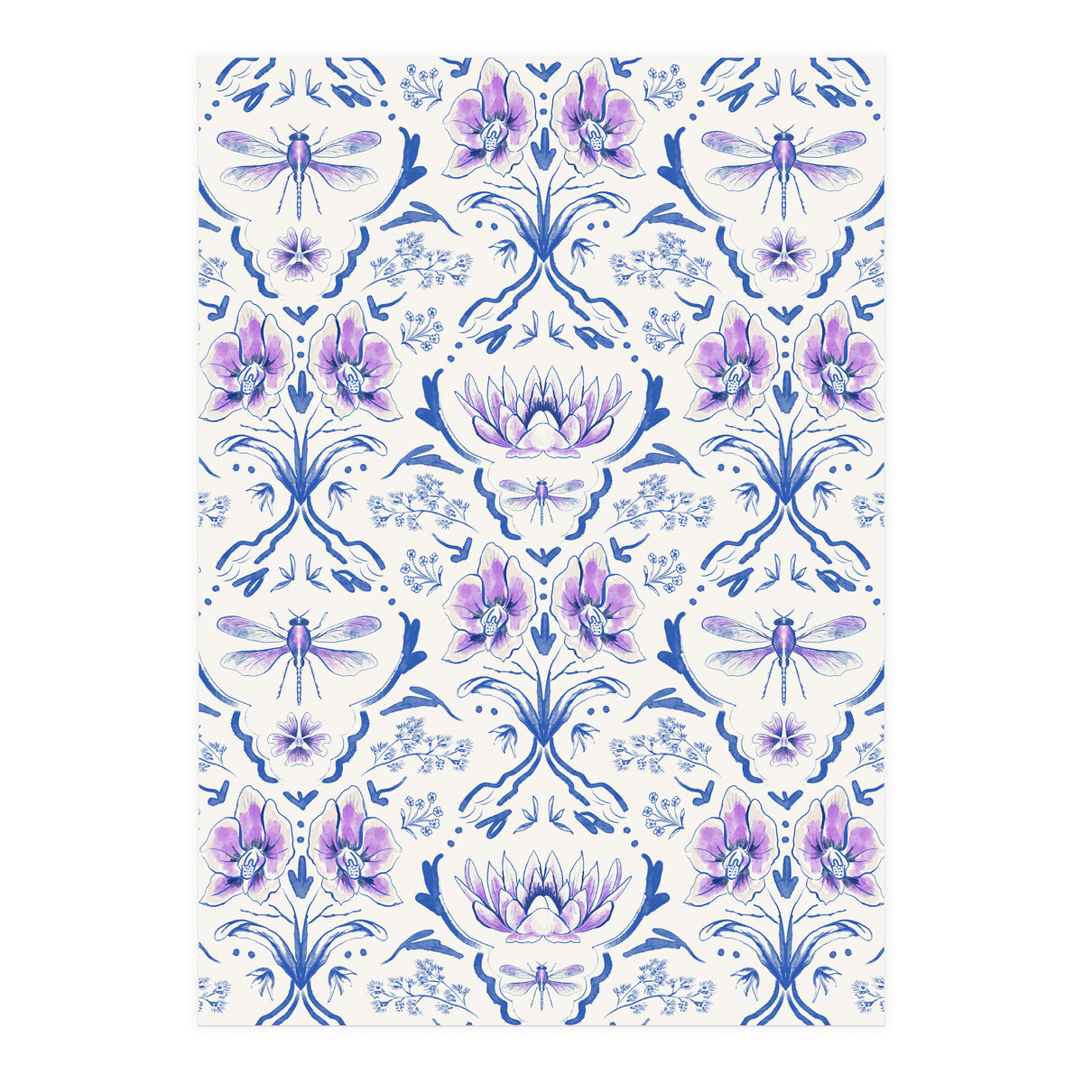 Bohemian Garden Blue Pattern (Print Only)