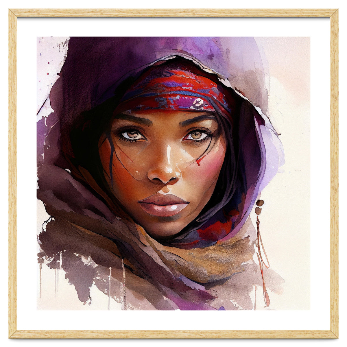 Amethyst Hood Tuareg Woman Portrait