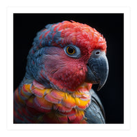 Close Up Parrot Face Red Blue Yellow Plumage (Print Only)