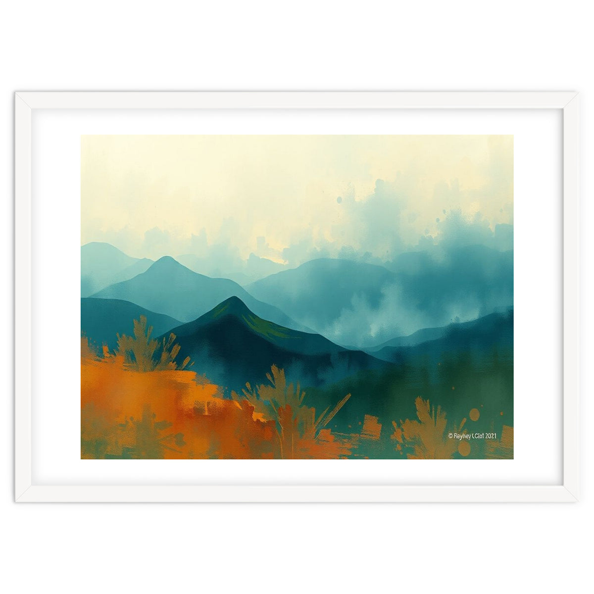 Long Title Misty Blue Mountain Range Landscape