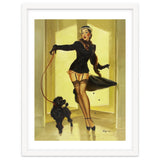 Pinup Girl In Black Dress On A Hall Experiencing Sudden Wind thumbnail