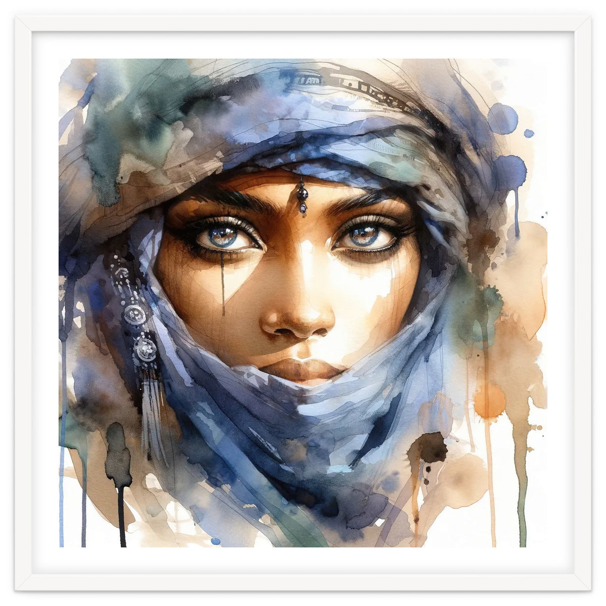 Blue Veil Tuareg Woman Portrait