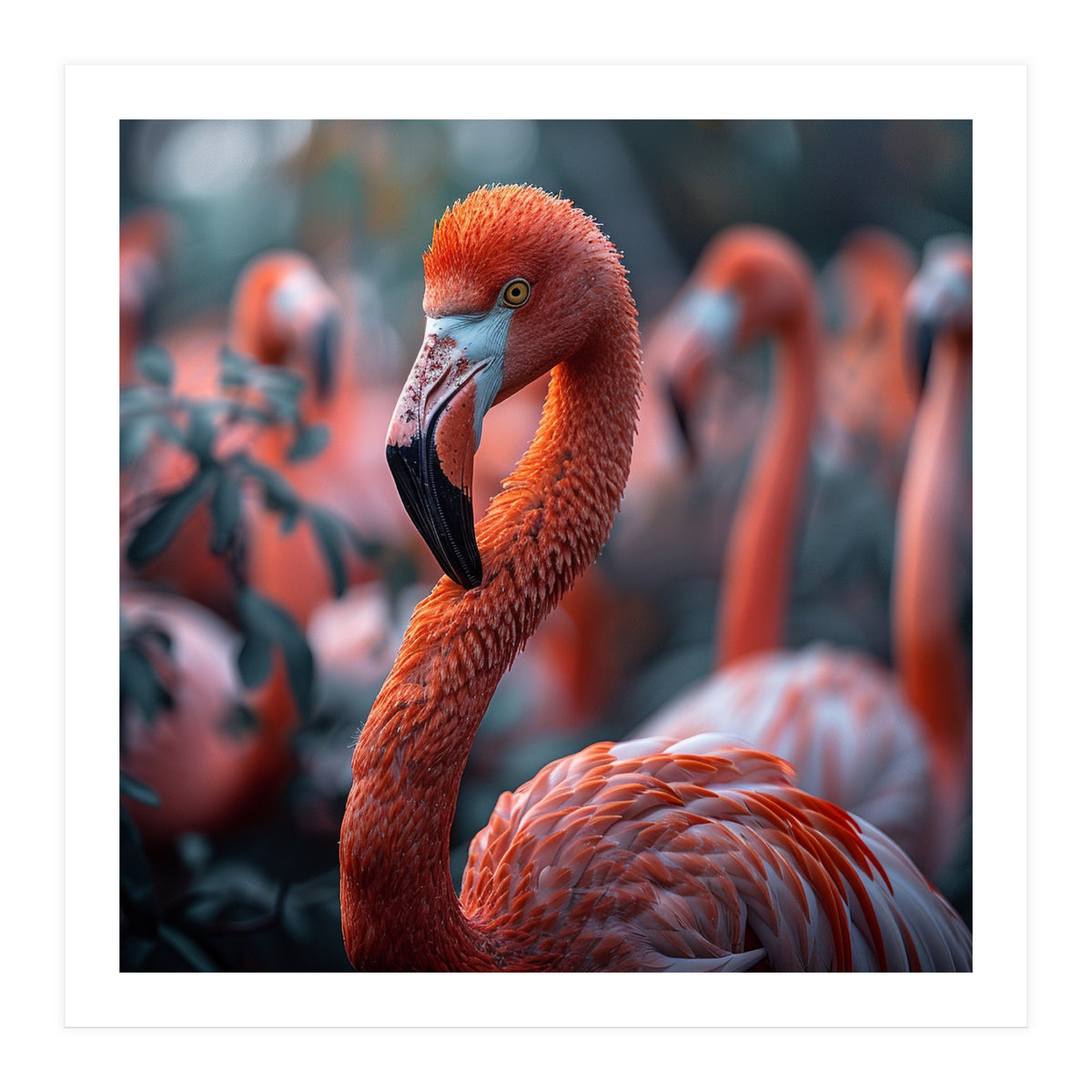 Beautiful Close Up Of A Pink Flamingo Bird (Print Only)