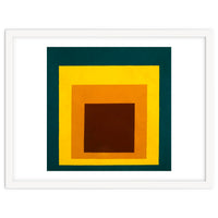 JOSEF ALBERS - HOMAGE TO THE SQUARE DARK GREEN YELLOW ORANGE BROWN