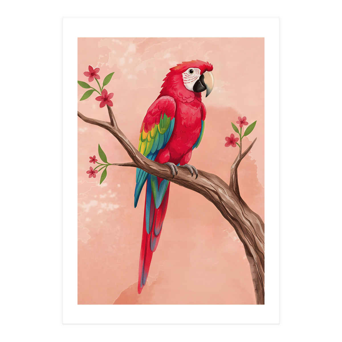 Red Macaw Parrot Bird Forest (Print Only)