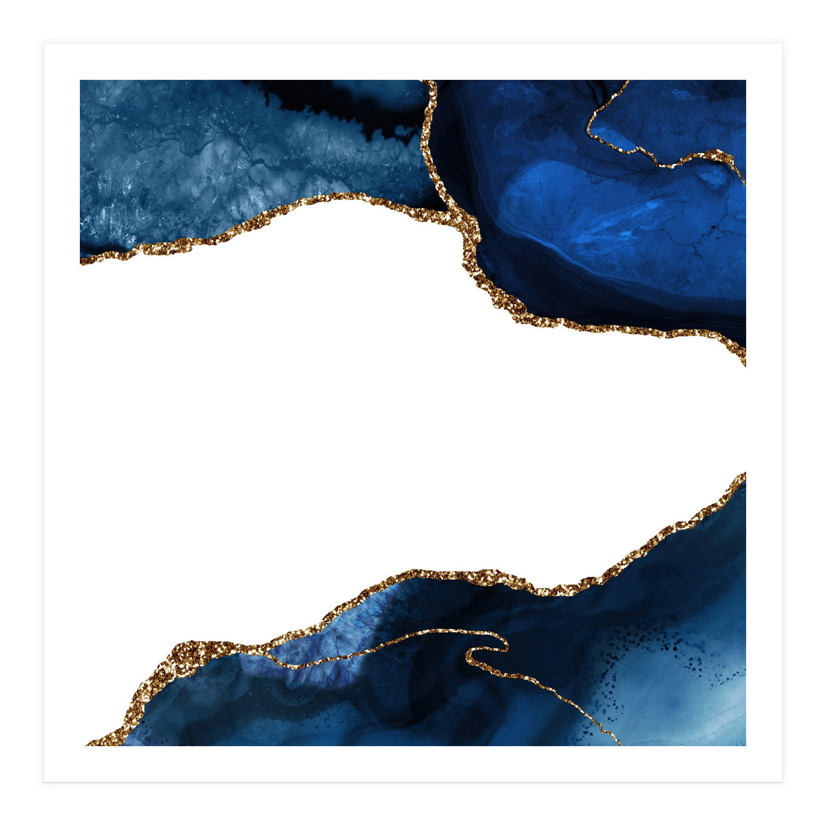 Navy & Gold Agate Texture 25  (Print Only)